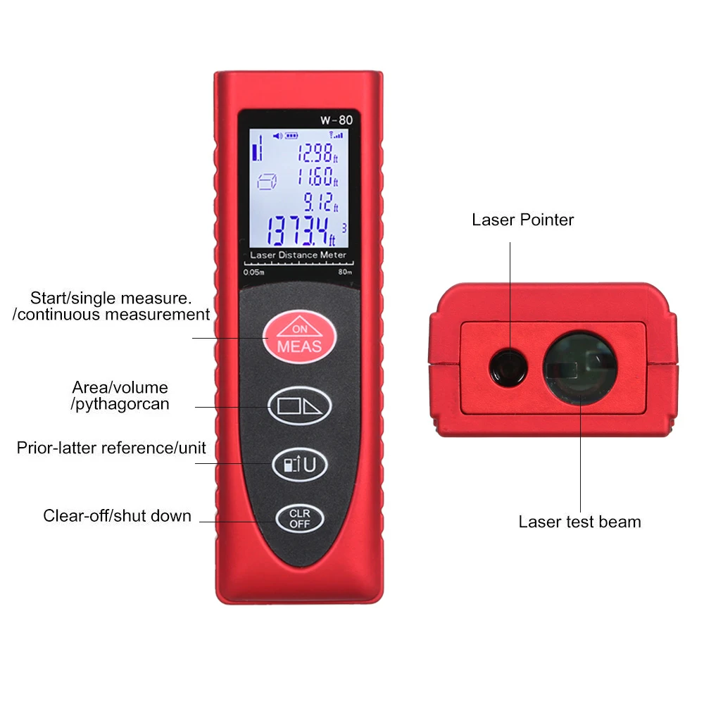 Richpping Handheld Laser Distance Meter 40M 60M 80M Mini Laser Rangefinder Laser Tape Range Finder Diastimeter Measure