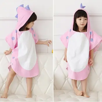 

Hooded With Paw Dinosaur Ponchos Hooded Children's Bath Towel Kids BeachTowel