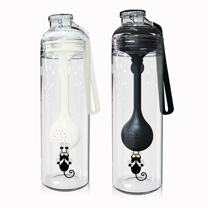 차 물병 BPA 무료 차 컵 과일 머그잔 주입기 주스 셰이커 스포츠 투어 하이킹 휴대용 등산 캠프 병 주입기 포함