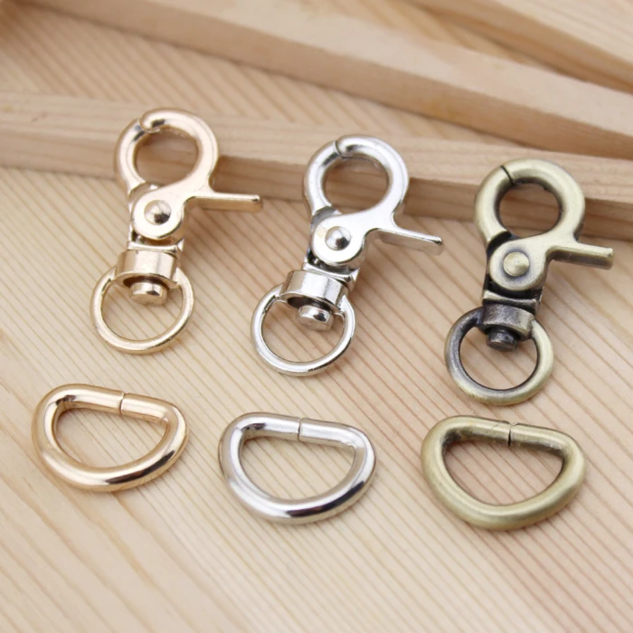 

Lionsen 6sets Metal Trigger Clasps Clips Snap Buckle Hook D ring For Keychain DIY Bag Key Ring Handbag Hardware Accessories