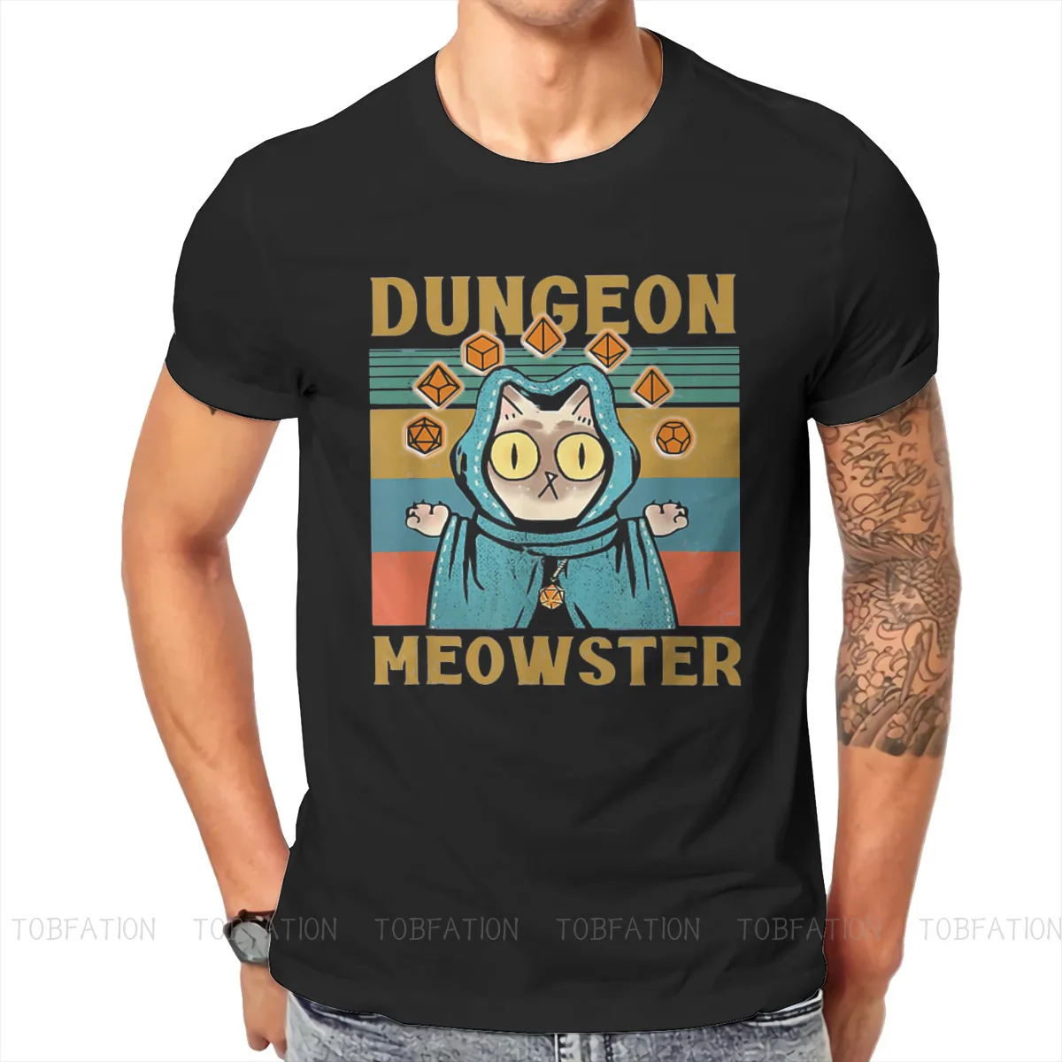 DnD Game Fabric TShirt Dungeon Meowster Classic T Shirt Oversized Men Clothes New Design Big Sale | Мужская одежда