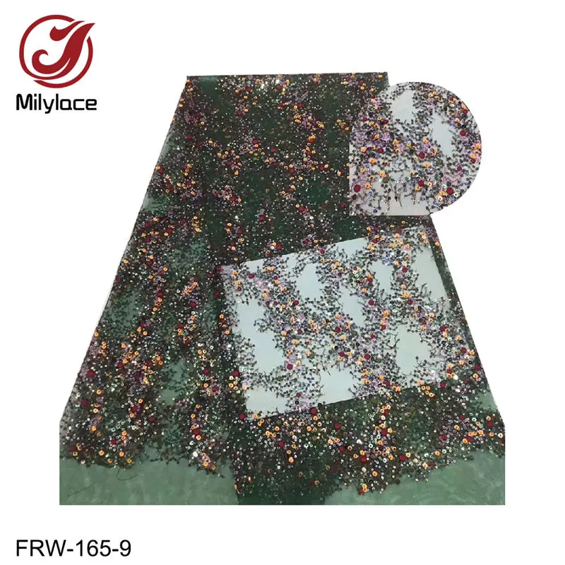 FRW-165-9 Нежные блестки кружевная ткань высокого качества цветные блестки африканская кружевная ткань тюль кружево для вечерних платьев FRW-165 - Цвет: FRW-165-9