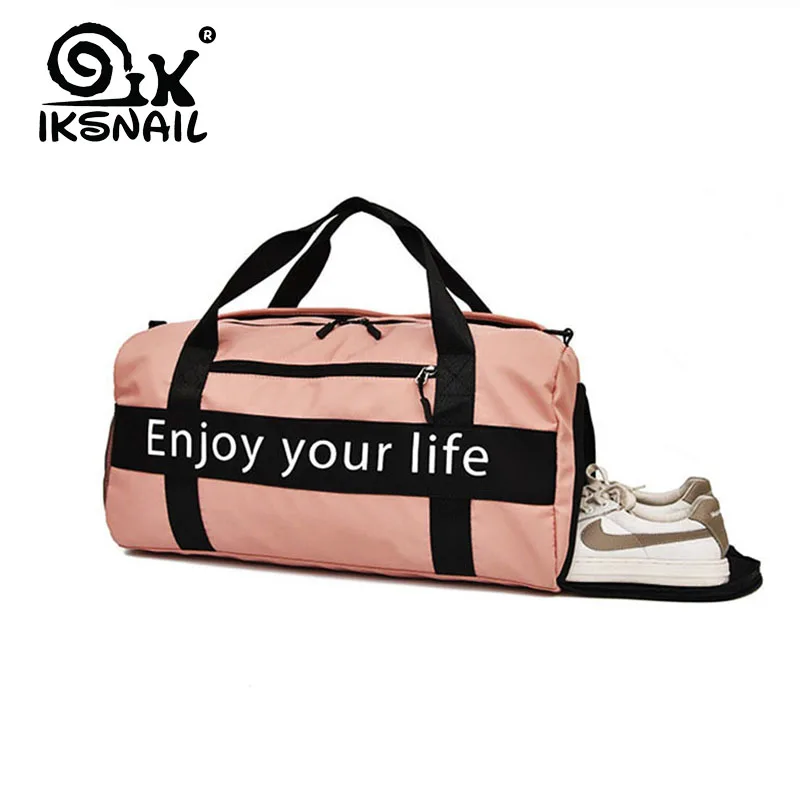 IKSNAIL женская розовая спортивная сумка, Мужская нейлоновая Водонепроницаемая спортивная сумка, независимое положение обуви, сумка для хранения багажа, сумки для путешествий на открытом воздухе