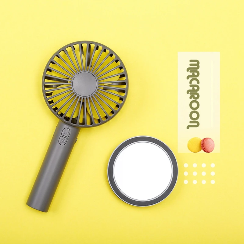 Перезаряжаемый вентилятор Macaroon 3 скорости USB зеркальный вентилятор для путешествий портативный ручной охлаждающий мини-студенческий лучший подарок GXZ-F806
