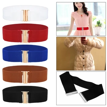 

Skinny Elastic Soft Leather Wide Self Women Belt Wrap Around Waist Band Simple Vintage Dress Belt Clothing Accessories Practical
