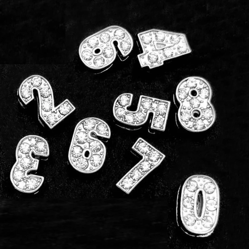 10pcs Numbers Charms 0-9 Full Rhinestone Hang Pendant Fit DIY Necklace Bracelet charms for jewelry making | Украшения и
