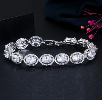 

Fashion Oval Cut Clear Yellow Pink Blue CZ Stone Luxury Women Tennis Bracelets Jewelry with Cubic Zirconia Jewelry s0171