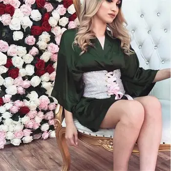 

EASTOKES Women Causal Wide Bling Rhinestones Waistband Lace Up Belt Party Clubwear Accessories Waist Girdle