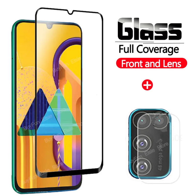 2in1 camera protector on for samsung galaxy m31 m30s m30 protective glass m 30 30S 31 31s m31s tempered film | Мобильные телефоны и