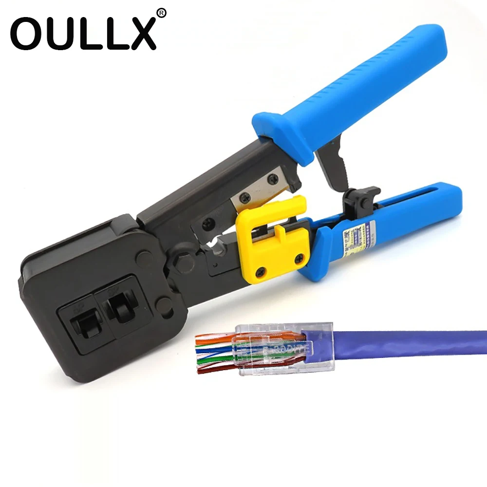 OULLX EZ RJ45 Crimper Hand Network Tools Pliers RJ12 cat5 cat6 8p8c Cable Stripper Pressing Clamp Tongs Clip Multi Function OULLX EZ RJ45 Crimper Hand Network Tools Pliers RJ12 cat5 cat6 8p8c Cable Stripper Pressing Clamp Tongs Clip Multi Function