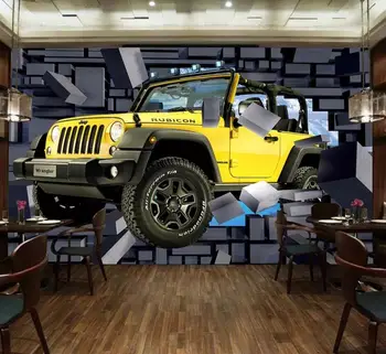 

CJSIR 3D Mural Off-road Vehicle Jeep Through Wall Restaurant Bar Background Wall Papel De Parede Wall Papers Home Decoration