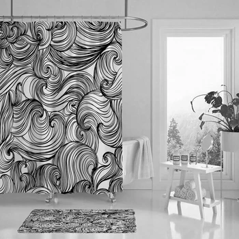 

Plant shower curtain bathroom curtain set beautiful flowers non-slip carpet toilet cover cover bath mat home decor