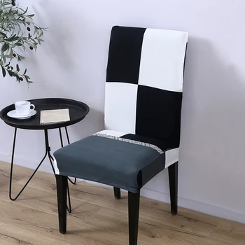 

1/2pcs Anti-Dust Spandex Chair Covers Dining Seat Cover Black Slipcover Chair Removable Furniture Covers Kitchen Chair Cover