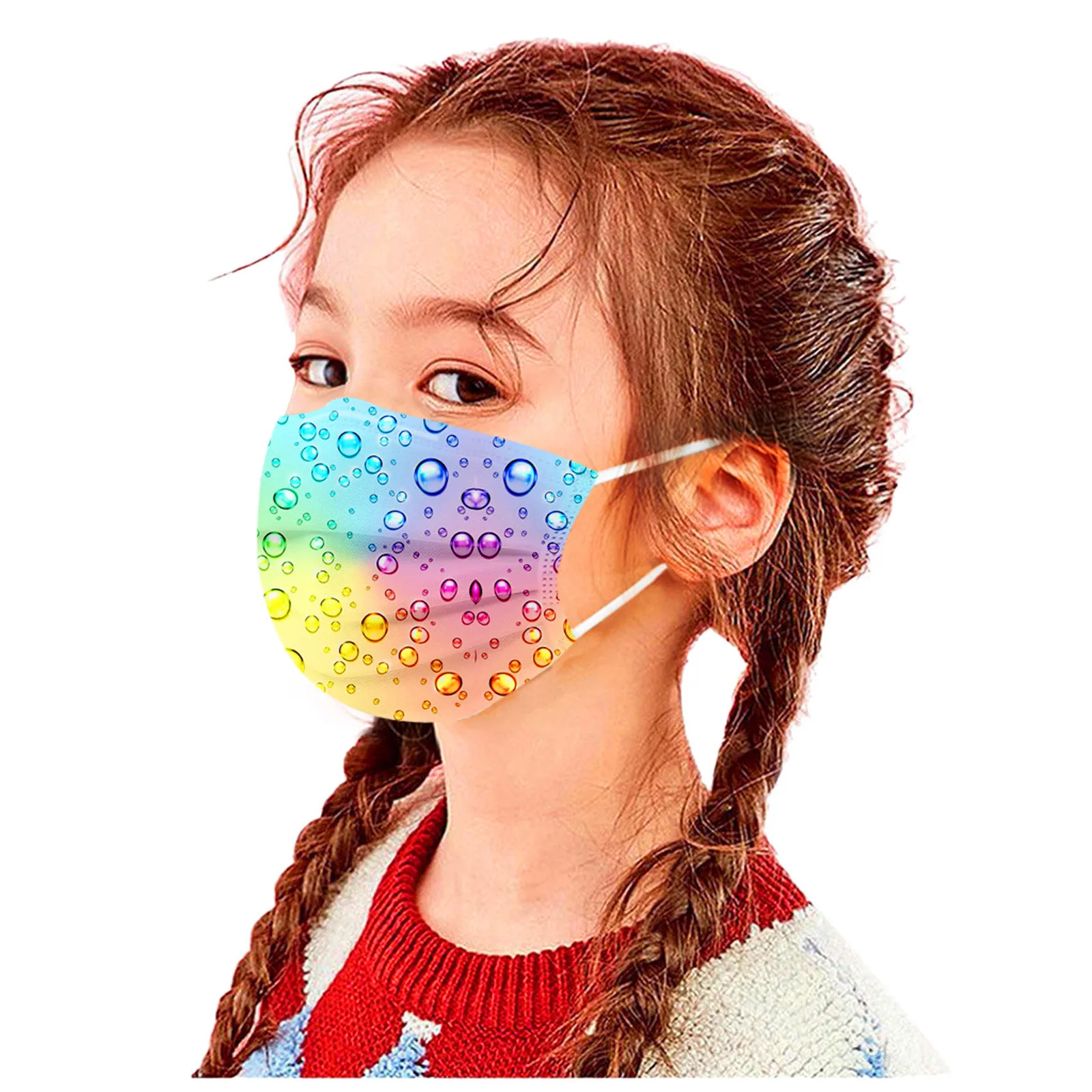 10/50 Uds niños máscara desechable de gota de agua impreso 3-capa para exterior, polvo prueba no tejido fundido Mascarilla