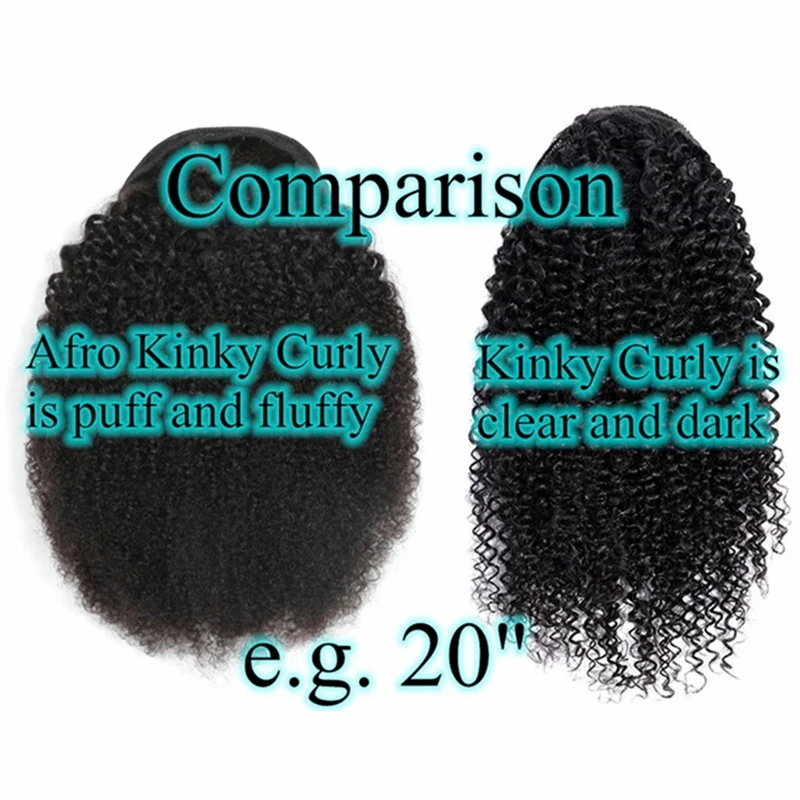 Halo Lady Beauty Afro Kinky Curly Drawstring Ponytail Brazilian Human Hair Extensions Pony Tail Clip in Hairpiece For Woman Remy 4