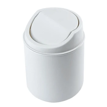 

New Mini Desktop Trash Can Home Table Covered Garbage Can Kitchen Living Room Waste Bins White/Grey Drop Shipping