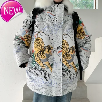 

thick and Jacquard warm coat man's leather collar spacious coat hip hop pilot's firefighter's coat