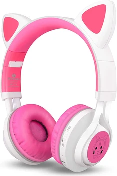 

Bluetooth Headphones, Hollyhight Cat Ear LED Wireless Foldable Headphones Over Ear with Microphone and Volume Control for PC/TV