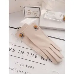 Winter Gloves Women Fashion Touch Screen Black Solid Color Gloves Warm and Cute Korean Version Bicycl Motorcycle Gloves