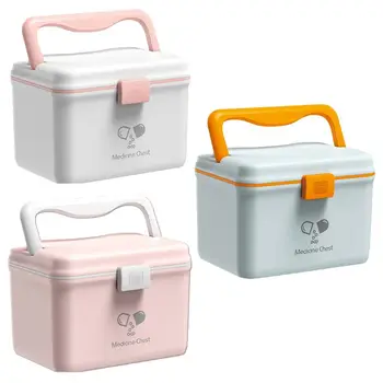 

Double Layer Medicine Chest Cabinet Embedded Handle Health Box Home Drug Holder K4UA