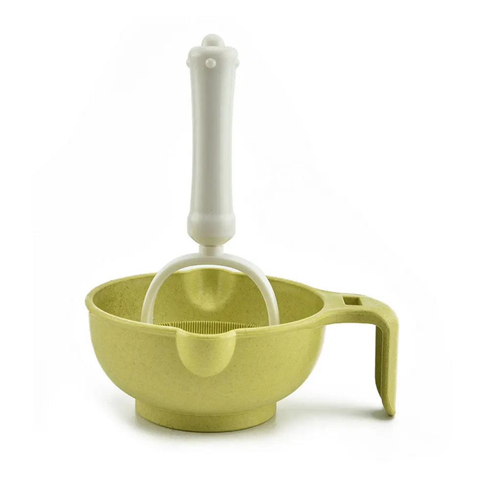 1Set Portable Baby Feeder Food Processor Smasher Manual Grinding Bowl Manual Baby Food Grinder Kids Food Grinding Bowl Green