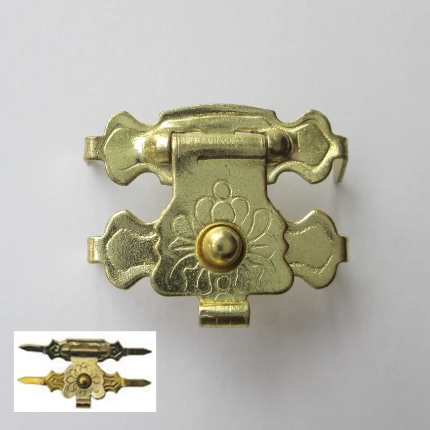 100pcs/lot 17*17mm Latch Catch Brass Finish Buckle Clasp Hook Wooden Packing Jewellery Box Drawers Furnitures Decoration | Мебель