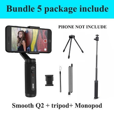 Zhiyun Smooth Q2 Smooth III 3 оси ручной карданный стабилизатор для iPhone Xs 8Plus 7 6 Plus для samsung S8 S7 S5/huawei и т. Д. Смартфонов - Цвет: q2 tripod Monopod