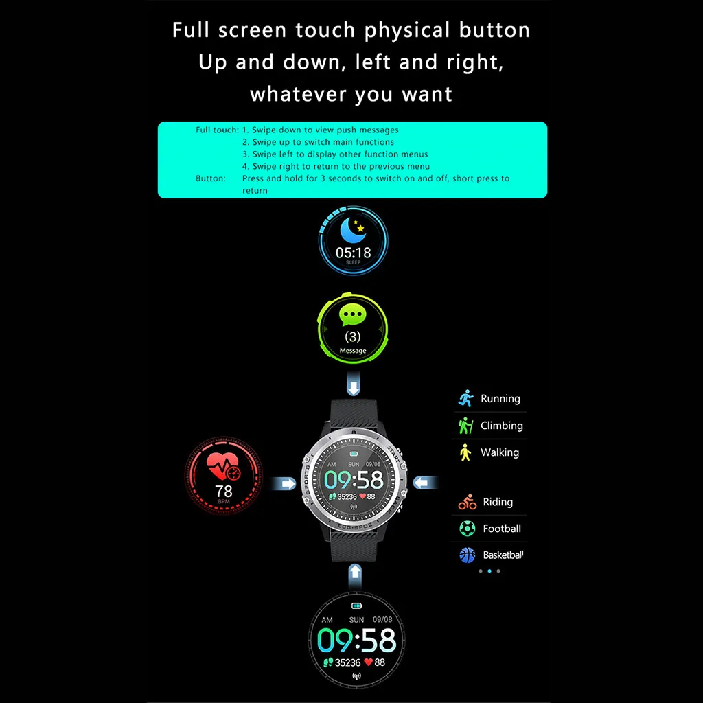 Bluetooth Смарт часы для Android/IOS iPhone водонепроницаемый сенсорный экран Спорт Здоровье Смарт женские наручные часы дропшиппинг