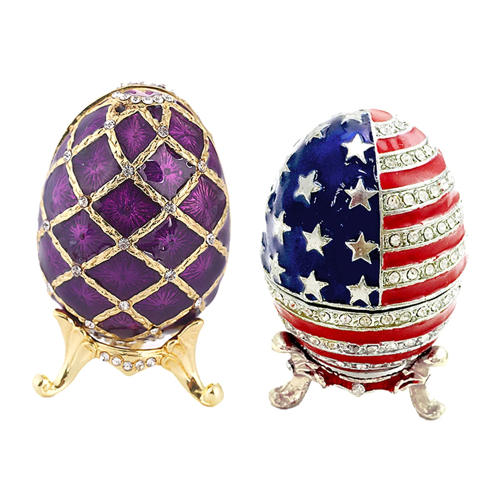 

2 Pieces Crystal Easter Egg Trinket Box Candy Gift Storage Jewellery Organizer