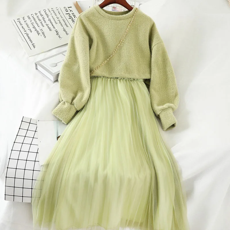 

2 Pieces Sets Women Solid Sweet Simple All-match Students All-match Korean Style Chic Daily Soft Mesh Kawaii Girls New