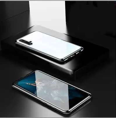 Серебристый Роскошный Магнитный адсорбционный чехол для huawei Honor 20 S, металлическая рамка, Doubl, боковая стеклянная крышка, Honor20S, защитный чехол для телефона, оболочка - Цвет: Серебристый