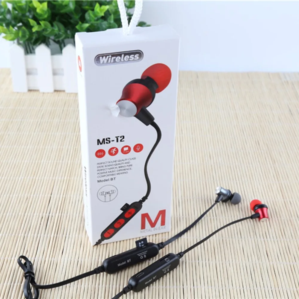 MS-T2, магнитные Bluetooth наушники, беспроводные наушники, гарнитура для бега с микрофоном, MP3, вкладыши, бас стерео, BT 4,2, для iphone, xiaomi
