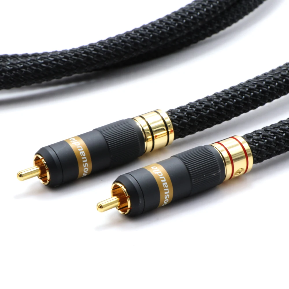 Monosaudio A202R Cavo RCA High-End 1m - Conduttori In Rame OFC 5N Argentato, Schermatura, Placcatura Oro, Per Hi-Fi E Amplificatori
