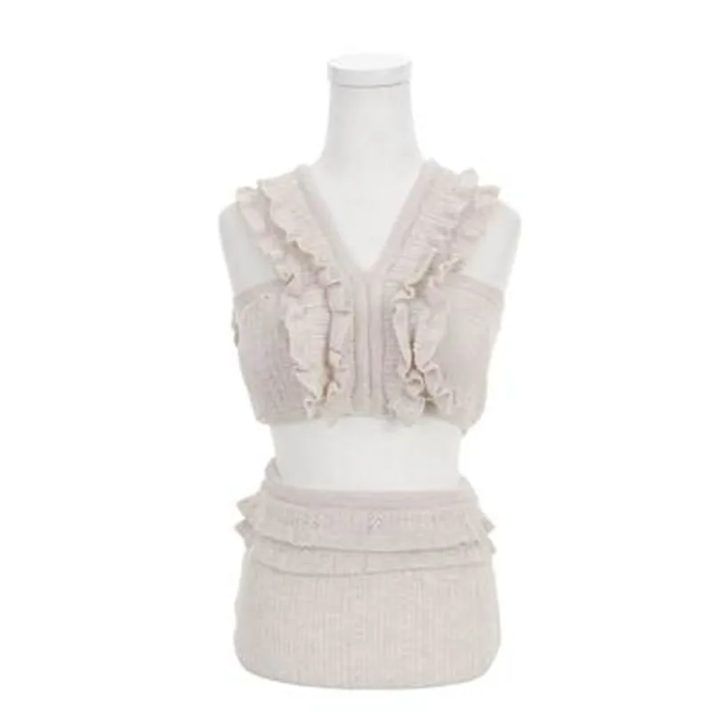 Sexy Bikinis 2020 Korea New Ruffle Bikini Set High Waist Swimwear Women Swimsuit V-Neck Vintage Knitting Bathing Suit Beach Wear