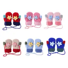 Утепленные зимние вязаные перчатки для маленьких мальчиков и девочек; теплые детские варежки с рисунком из мультфильма; перчатки для детей ясельного возраста