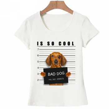 

Is So Cool Dachshund Funny Photos Dog Mugshot T-shirt Summer Women T-Shirt Funny Dog Design Casual Tees Fashion Woman Tops