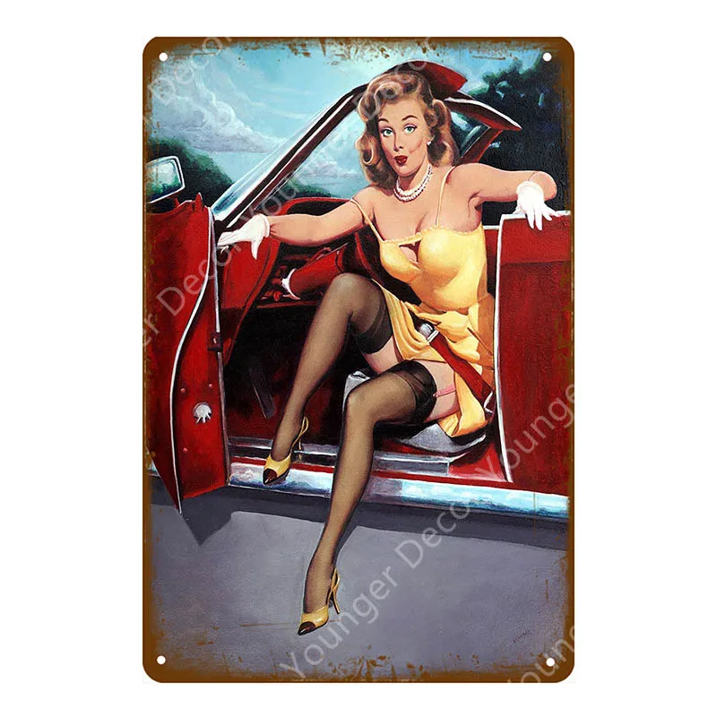 Европа Pin Up девушка плакат металлические жестяные вывески Винтаж Настенный декор живопись бар паб кафе магазин домашний декор сексуальная леди табличка YI-141 - Цвет: YD6738AI