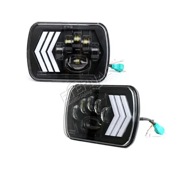 

free ship New 5x7 6x7 led headlight H4 headlamp 12V 24V with DRL amber signal for 4x4 off road truck motorcycles