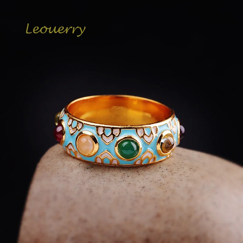 Leouerry 925 пробы Серебряное красочное кольцо с драгоценным камнем оригинальные тайские эмалевые кольца ремесленного производства женские роскошные ювелирные изделия подарок