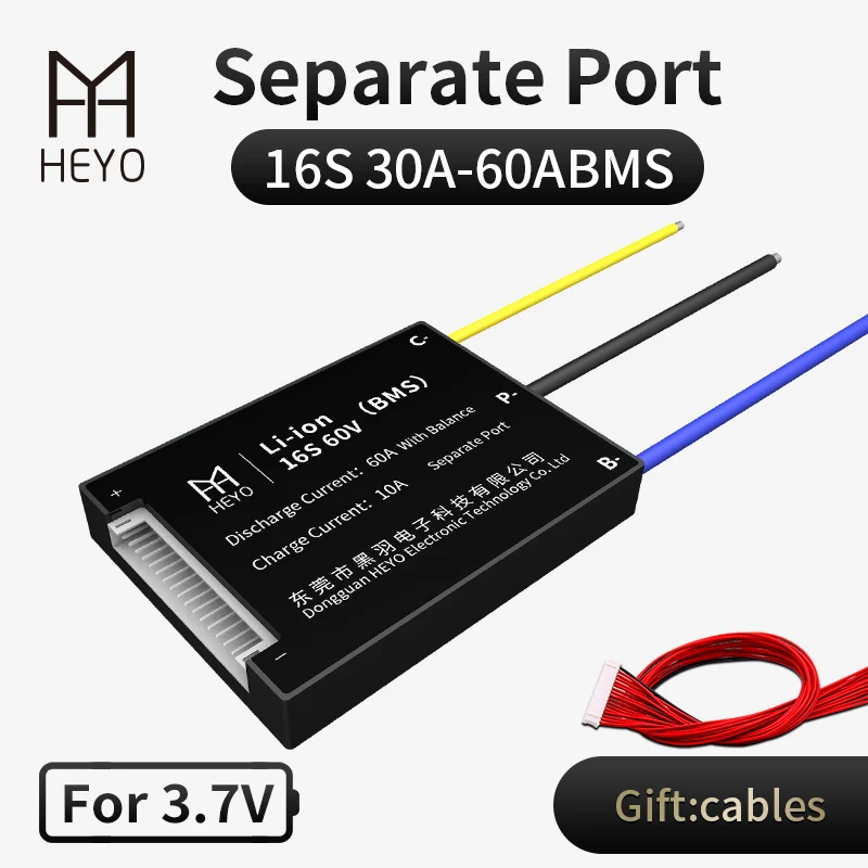 Литиевый аккумулятор bms 16s отдельный порт 60V 30a 40ah 150ah печатная плата с