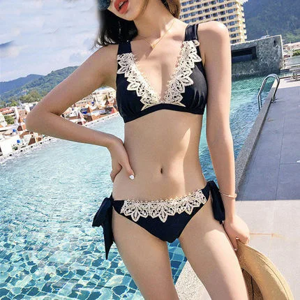 

Supermodel Bikini Light Luxury Sexy Bikini High-End Small Bust Gathering Western Style Swimwear Two-piece Swimsuits