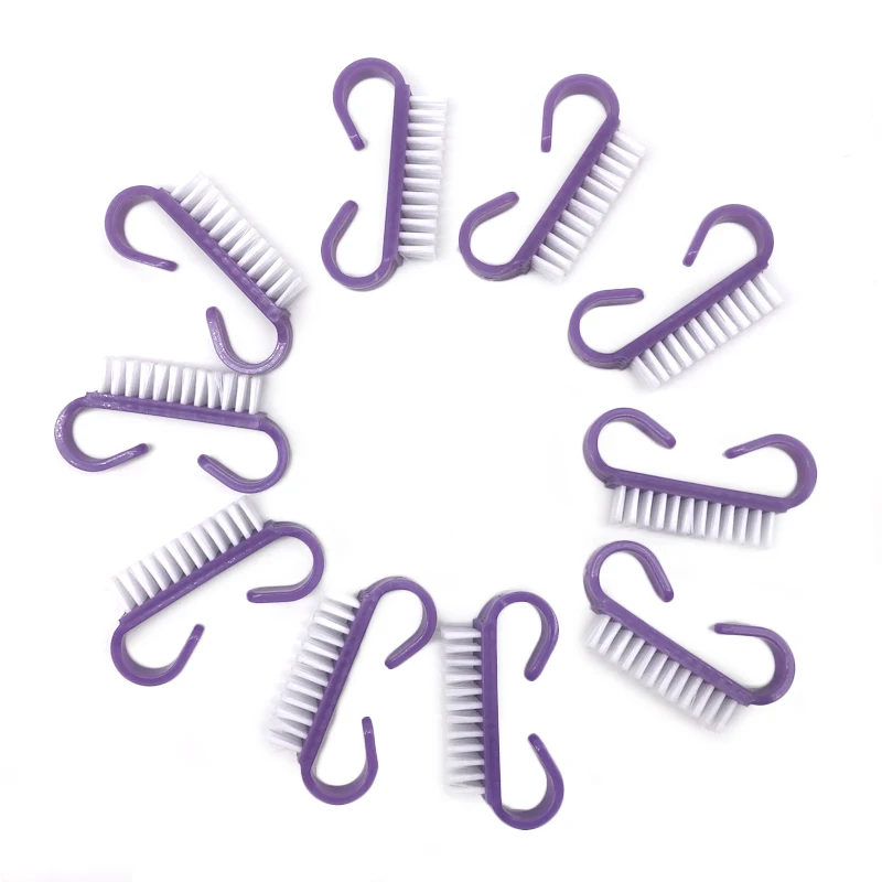 50pcs/lot Plastic Nail Art Brushes Soft Remover Dust Clean Purple Small Angle Cleaning Brush Nail Care Tools For Manicure Makeup