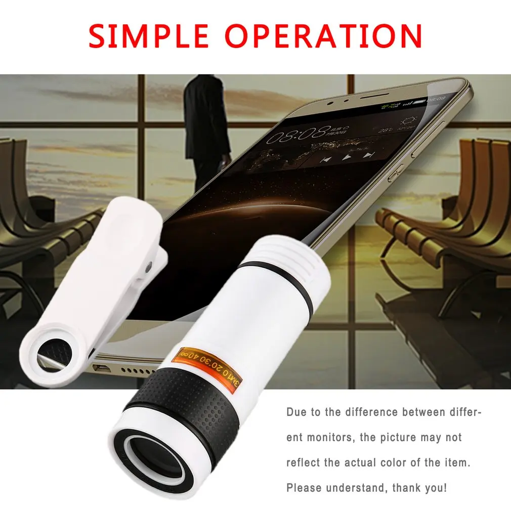 Объектив камеры Mobiele Telefoon 12X Zoom Telelens Externe Telescoop Met Universele Clip для смартфона