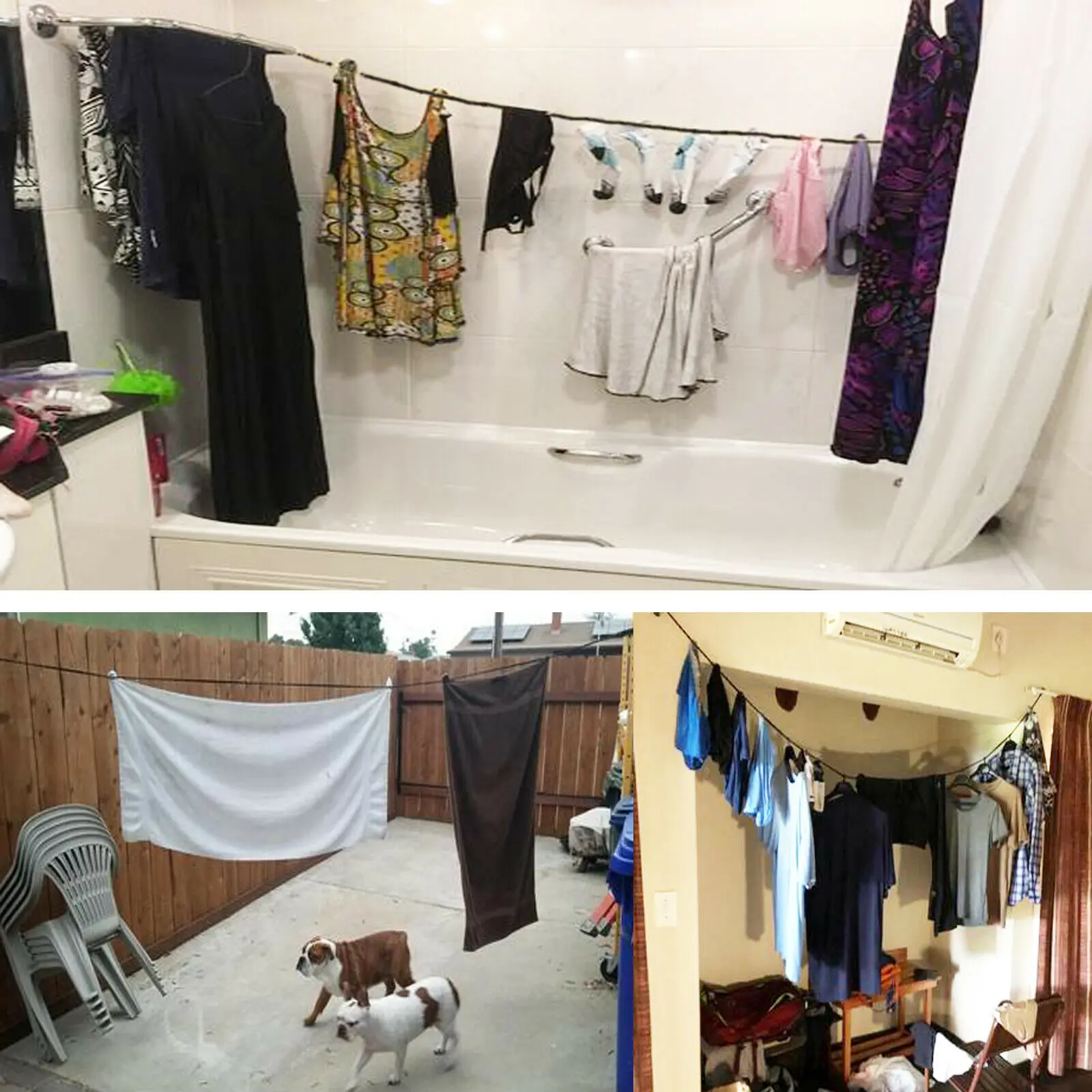 Tri-Corded Travel Clothesline for Hotel Travel Camping Laundry Room,No Pins Need 5