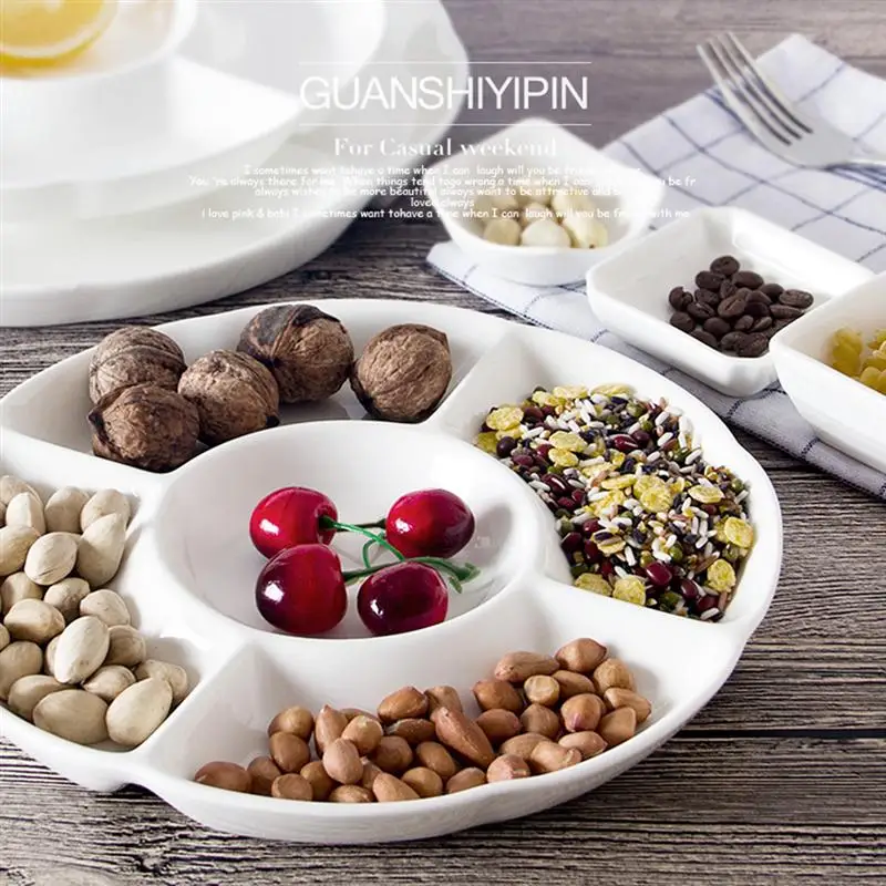 Food Tray Round Melamine 5-Compartment Appetizer Serving Platter for Pastry Food Tray Round Melamine 5-Compartment Appetizer Serving Platter for Pastry