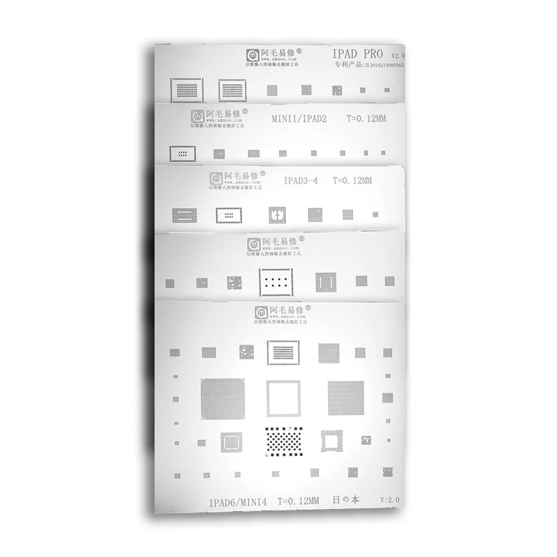 Трафарет Amaoe BGA для реболлинга ipad 2 3 4 5 6 A1567 A1566 iPad Pro 9 7 10 12 MIni 1 Wifi Nand CPU Power IC трафарет |