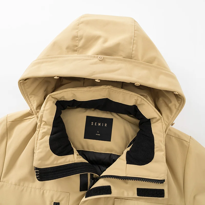 SEMIR пуховик для мужчин зимняя новая Длинная утепленная куртка с меховым воротником и капюшоном трендовая теплая куртка coldbreak пуховое пальто для мужчин