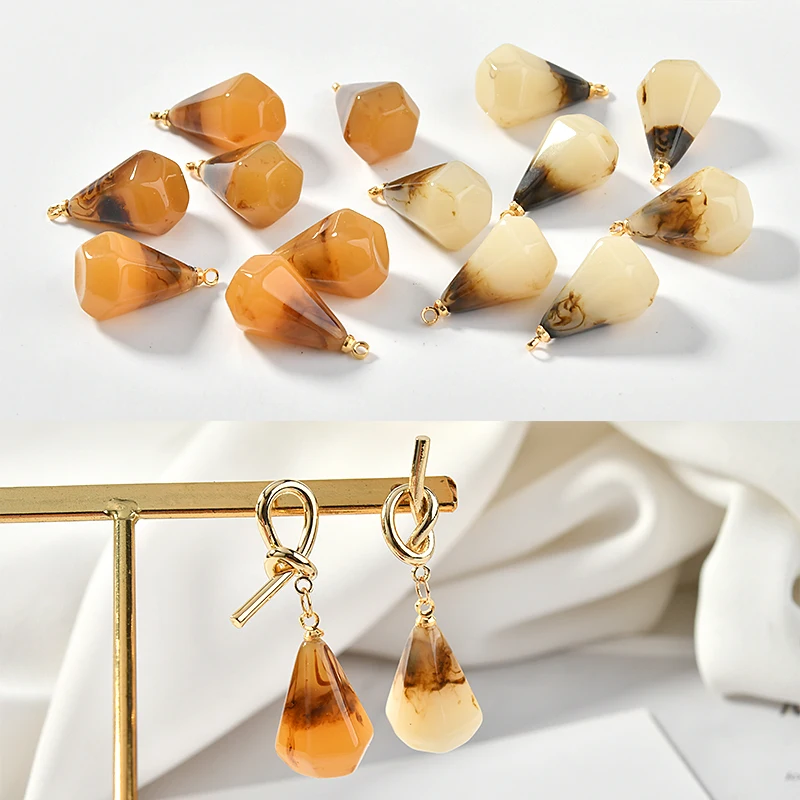 

Copper-plated 18K golden colour cap resin droplet pendant DIY Earrings Jewelry material accessories