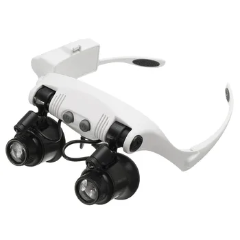 

10X 15X 20X 25X 8 Lens Watch Repair Eye Glasses with 8 Lens LED Lamp Magnifier Loupe Jewelry Watch Repair Measurement Tool