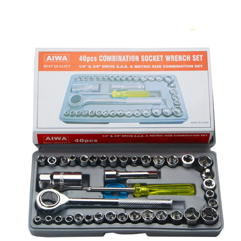 

Auto Parts Car Kit 40 Piece Socket Wrench Set Manual Combination Repair Kit tool set socket set hand tools
